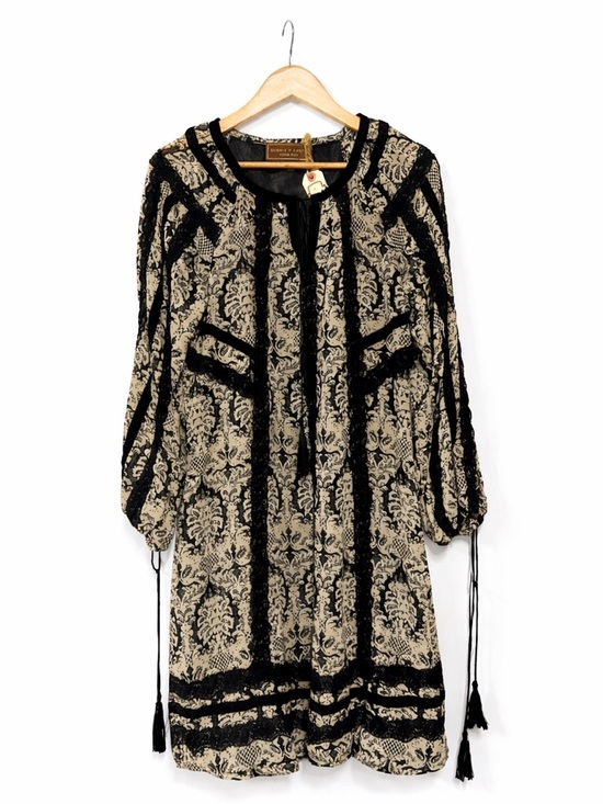 Double D Ranch Dresses & Skirts - New - Double D Ranch Boho Western Dress in Black & Cream with Lace Tassel Tie